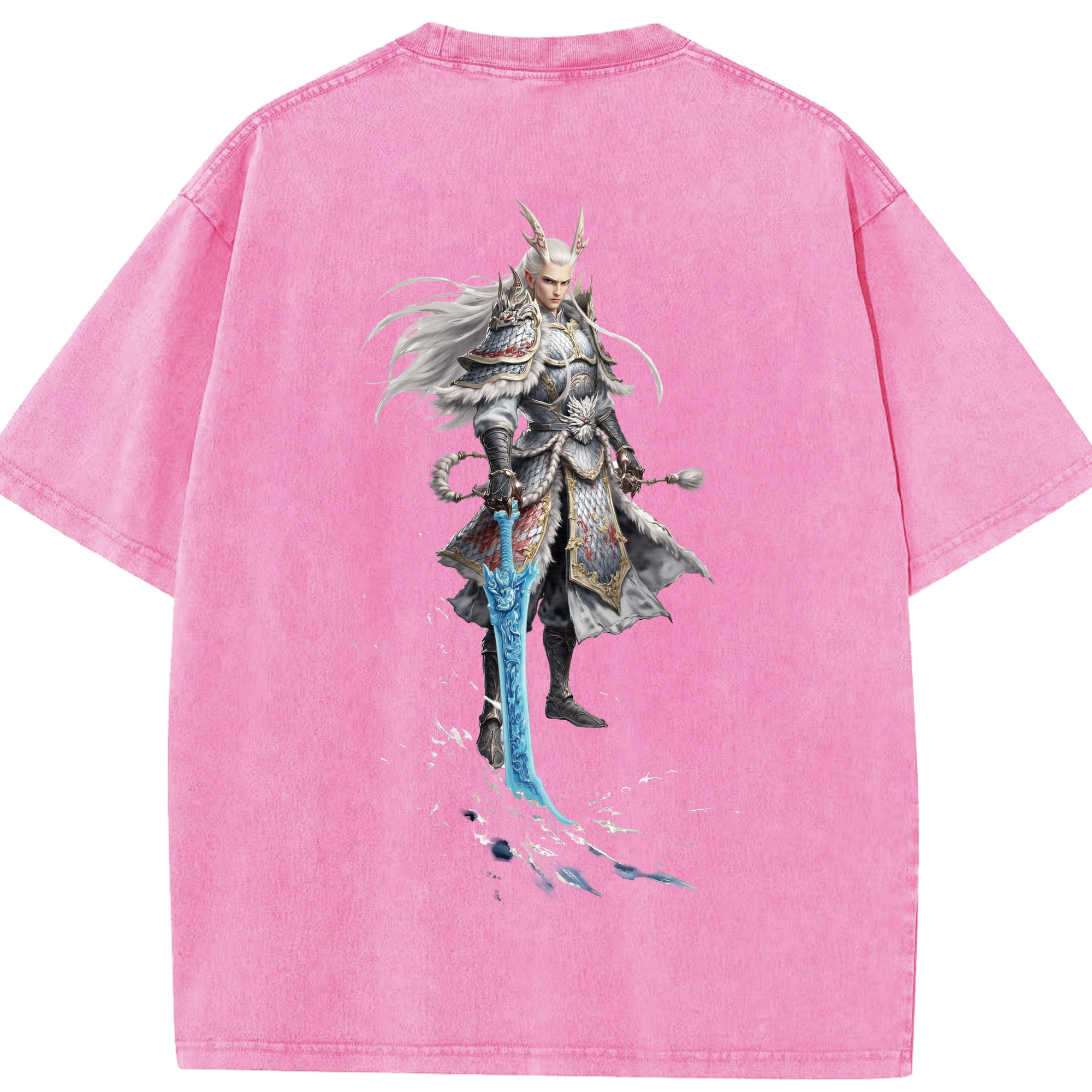 （画像用） Ne Zha 2 ナタ 魔童の大暴れ 綿100% ヴィンテージ風 半袖Tシャツ（背面プリント）